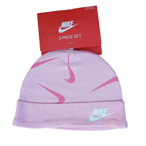 Nike Baby Girl Long Sleeve  Footed Pants & Hat Set Pink, Fuchsia & White NWT - Picture 4 of 4